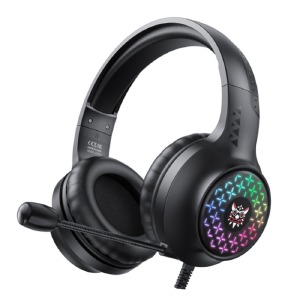 Наушники компьютерные Onikuma X7 Pro USB/3,5(папа)+переходник 3,5(мама)-2х3,5 (папа)/LED RGB подсветка черные - фото