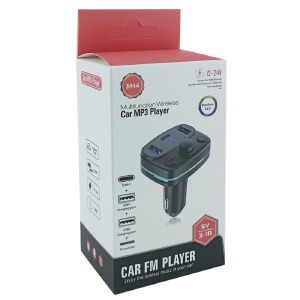 FM модулятор M44 12-24V/3.1A/2USB/PD/MicroSD/BT5.3/RGB/LCD дисплей черный - фото