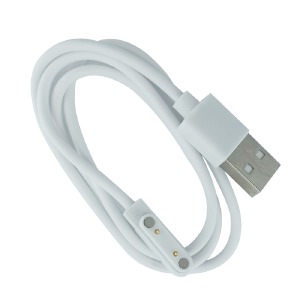 Кабель USB-2pin для смарт часов/фитнесс трекера 7,62мм 1А магнитный белый 0,6м  - фото