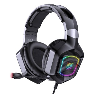 Наушники компьютерные Onikuma X8 USB/3,5(папа)+переходник 3,5(мама)-2х3,5 (папа)/LED RGB подсветка черные 2,2м - фото