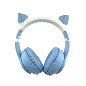 Hands Free большие Bluetooth Gerlax GH-23 LED ушки Premium RGB/BT5.3/TFcard/FM/AUX/mic/400mAh голубый - фото