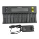 Зарядное для аккумуляторов LiitoKala Lii-S12 12х+2х9V/универсальное/крона/Li-ion/NiMH/NiCD/IMR/LiFePO4/LCD дисплей/28,7х14,25х3,5см/черное - фото 1