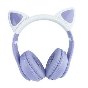 Hands Free большие Bluetooth Gerlax GH-23 LED ушки Premium RGB/BT5.3/TFcard/FM/AUX/mic/400mAh фиолетовый - фото