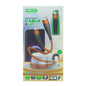 Кабель Type-C Gerlax L5T 6A/OD3.8 тканевой оранжевый 1м  - фото
