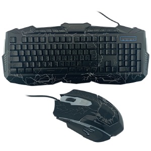 Игровой набор USB (клавиатура+мышь) V100L (Eng/Ru)/RGB/114кл/6кн/600-1600DPI черный - фото