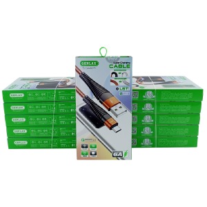 `SET кабелей Type-C Gerlax L5T 6A/OD3.8 тканевой оранжевый 1м (10ШТ!!!+1ШТ ПОДАРОК) - фото