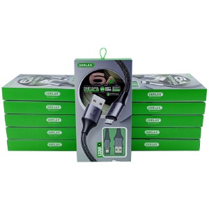 `SET кабелей microUSB Gerlax L33V 6A/QC3.0 тканевой черный 1м (10ШТ!!!+1ШТ ПОДАРОК)* - фото