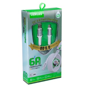 Кабель microUSB Gerlax L3 6А/SUPER CHARGE белый 1м - фото