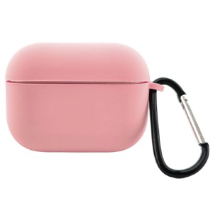 Чехол силикон AirPods Pro/Pro2 microfiber (08) Pink с карабином - фото