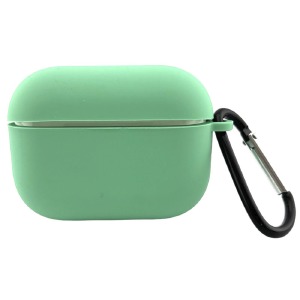 Чехол силикон AirPods Pro/Pro2 microfiber (17) Mint с карабином - фото
