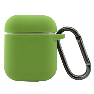 Чехол силикон AirPods 1/2 с карабином зеленый (Green) - фото