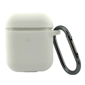 Чехол силикон AirPods 1/2 с карабином белый (White) - фото