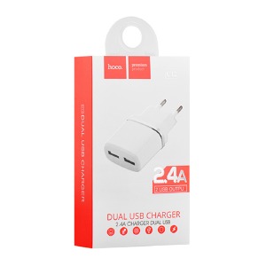 Блочек USB Hoco C12 2.4A/2USB/12W белый (10) - фото