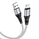 Кабель iPhone Lightning Hoco X50 2.4A тканевой серый 1м (31) - фото 1