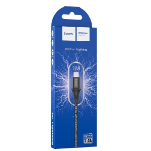 Кабель iPhone Lightning Hoco X50 2.4A тканевой черный 1м (31) - фото