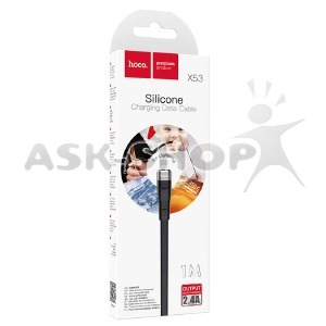 Кабель iPhone Lightning Hoco X53 2.4A силиконовый плоский черный 1м (31) - фото