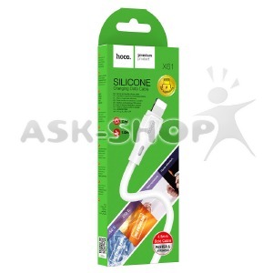 Кабель iPhone Lightning Hoco X61 2.4A силиконовый белый 1м (31) - фото