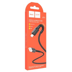 Кабель microUSB Hoco X71 2.4A тканевой черный 1м (31) - фото