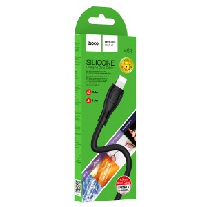 Кабель iPhone Lightning Hoco X61 2.4A силиконовый черный 1м (31) - фото