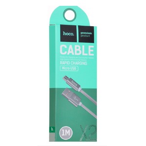 Кабель microUSB Hoco X2 тканевой серый 1м (30) - фото