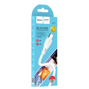 Кабель microUSB Hoco X61 2.4A силиконовый белый 1м (31) - фото