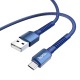 Кабель microUSB Hoco X71 2.4A тканевой синий 1м (31) - фото 1
