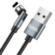 Кабель iPhone Lightning (5/6/7/8...) Hoco U94 2.4A магнитный поворотный тканевой черный 1,2м - фото 1