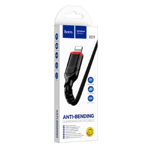 Кабель iPhone Lightning Hoco X59 2.4A тканевой черный 1м (33) - фото