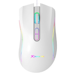Компьютерная мышка проводная USB игровая XTRIKE GM-314WH RGB/7 кнопок/800-7200DPI/125Hz белая 1,5м - фото