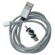 Кабель 3в1 USB to (microUSB+Lightning+Type-C) МАГНІТНИЙ X-cable тканинний сірий 1м - фото 1