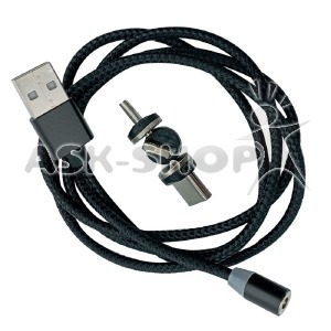 Кабель 3в1 USB to (microUSB+Lightning+Type-C) МАГНИТНЫЙ X-cable тканевой черный 1м - фото