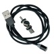 Кабель 3в1 USB to (microUSB+Lightning+Type-C) МАГНІТНИЙ X-cable тканинний чорний 1м - фото 1