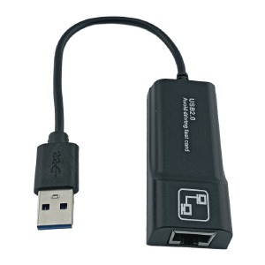 Переходник USB-LAN сетевая карта RJ45 2.0 10/100Mb черный - фото