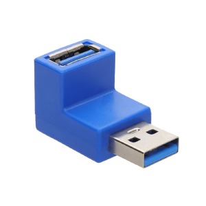 Переходник угловой USB-USB (мама-папа) 3.0 синий - фото