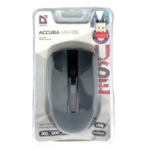Компьютерная мышка беспроводная Defender Accura MM-935 4 кнопки/USB 2.4GHz/800-1600DPI блистер черно-серая - фото