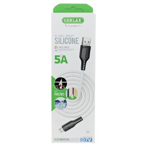 Кабель microUSB Gerlax D7VB 5А/OD3.8 силиконовый черный 1м - фото