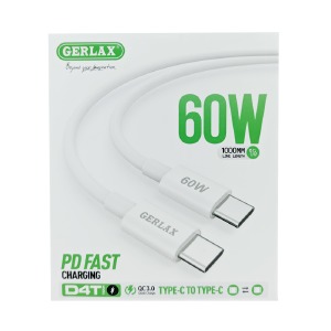 Кабель Type-C to Type-C Gerlax D4T 3А/60W/QC3.0 белый 1м - фото