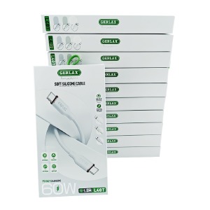 `SET кабелей Type-C to Type-C Gerlax L40T 60W/QC3.0 силиконовый белый 1,5м (10ШТ!!!+1ШТ ПОДАРОК) - фото