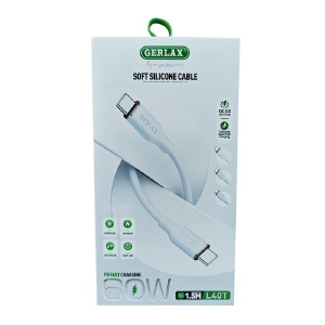 Кабель Type-C to Type-C Gerlax L40T 60W/QC3.0 силиконовый белый 1,5м - фото