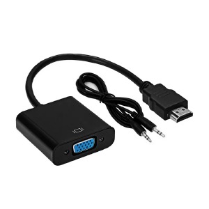 HDMI (папа) - VGA (мама) + audio конвертер переходник mini черный 0,1м - фото