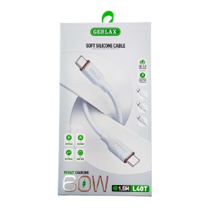 Кабель Type-C to Type-C Gerlax L40T 60W/QC3.0 силиконовый мятный 1,5м - фото