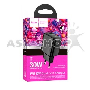 Блочек USB Hoco CS23A 1USB/QC3.0/PD30W черный (32) - фото