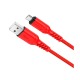 Кабель microUSB Hoco X59 2.4A тканевой красный 2м (33) - фото 1
