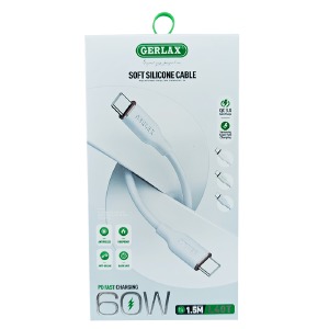 Кабель Type-C to Type-C Gerlax L40T 60W/QC3.0 силиконовый небесный 1,5м - фото