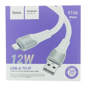 Кабель iPhone Lightning Hoco X106 12W/OD6.0 белый 2м (21) - фото