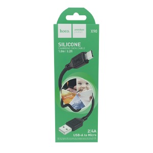Кабель microUSB Hoco X90 2.4A силиконовый черный 1м (37) - фото