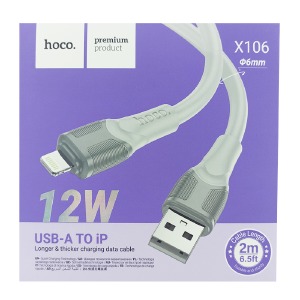 Кабель iPhone Lightning Hoco X106 12W/OD6.0 серый 2м (21) - фото
