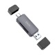 Card-reader USB/Type-C 3.0 Hoco HB45 SD/TF3.0 серый (50) - фото 1