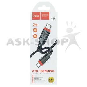 Кабель Type-C to Type-C Hoco X59 3A/60W черный тканевой 2м (33) - фото