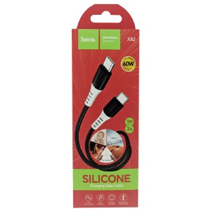 Кабель Type-C to Type-C Hoco X82 3A/60W силиконовый черный 1м - фото
